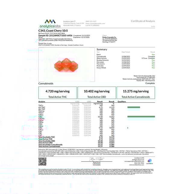Coast Cannabis Co. - Cherry (I) Gummies (4.72mg THC 10.4mg CBD 20pk) C0070000343 - Image 3