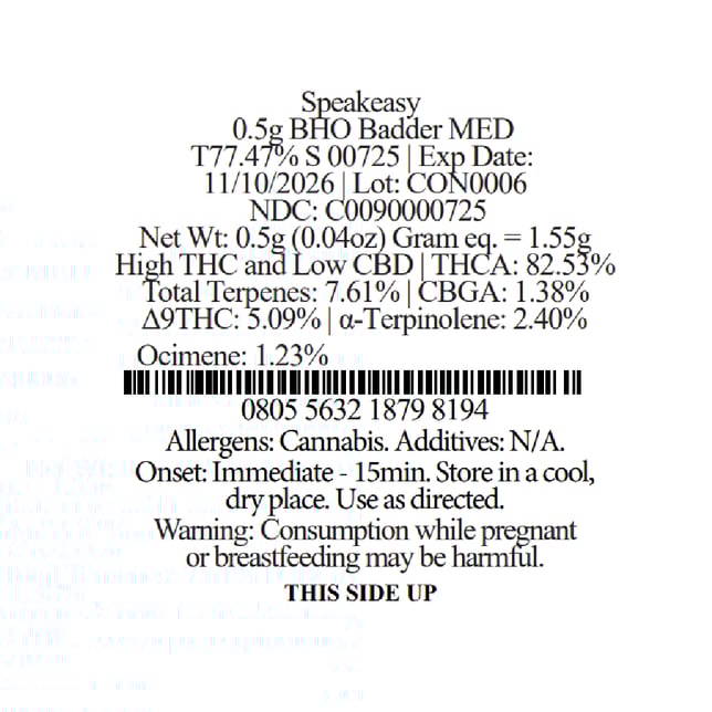 Affinity Grow  Speakeasy (S) BHO Badder  C0090000725 *NP - Image 2