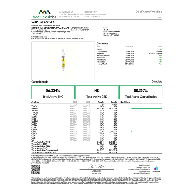 Select  Golden Tangie (S) Elite Vape Cartridge  C0030001404 - Image 4