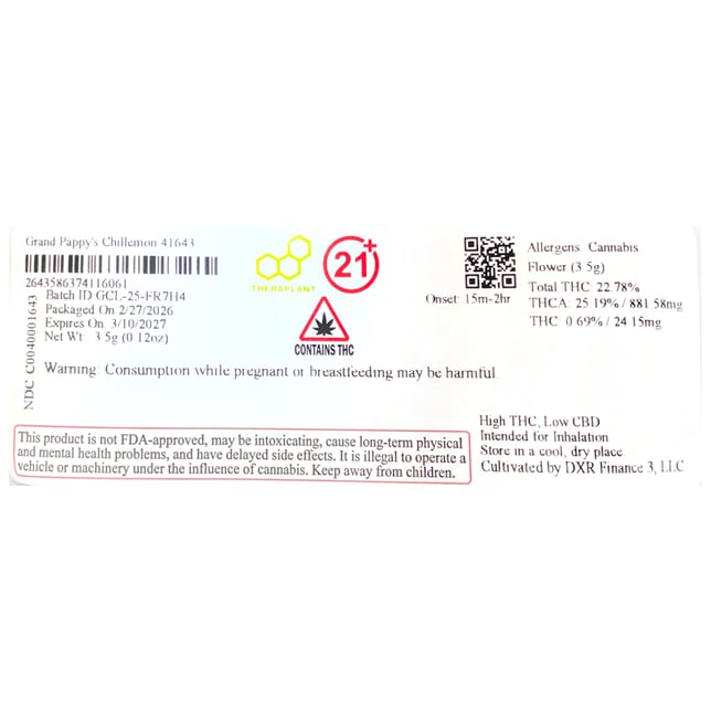 Theraplant - Grand Pappy's Chillemon (S) Flower  C0040001643 - Image 2