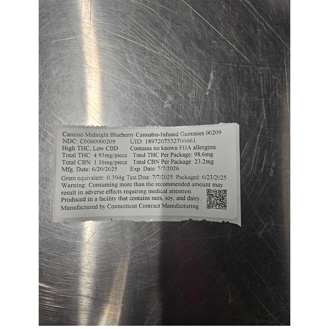 Camino - Midnight Blueberry (I) Gummies (4.93mg THC 1.16mg CBN 20pk) C0060000209 - Image 3