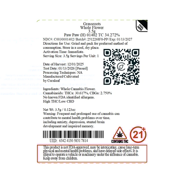 Grassroots - Paw Paw (H) Flower  C0030001402 - Image 5