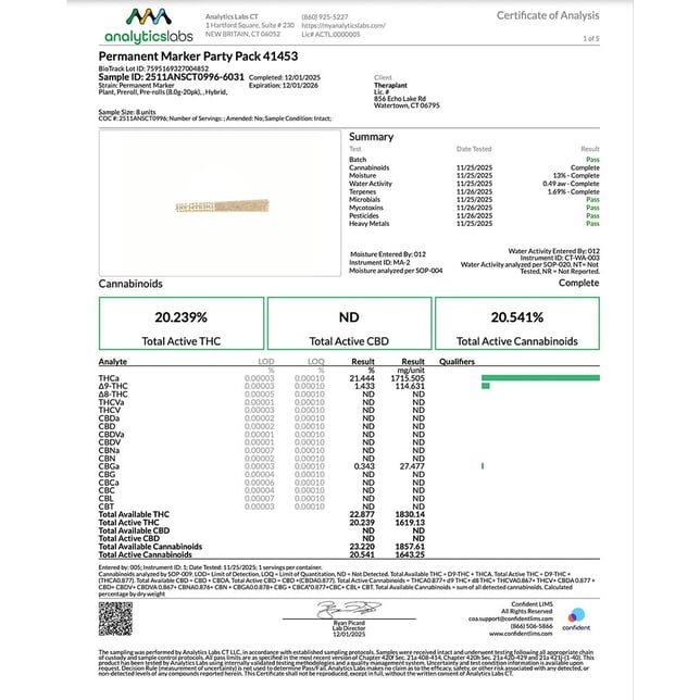 Theraplant - Permanent Marker (H) 0.4g Pre-Rolls 20pk (8g) C0040001453 - Image 3 Theraplant - Permanent Marker (H) 0.4g Pre-Rolls 20pk (8g) C0040001453 - Image 3
