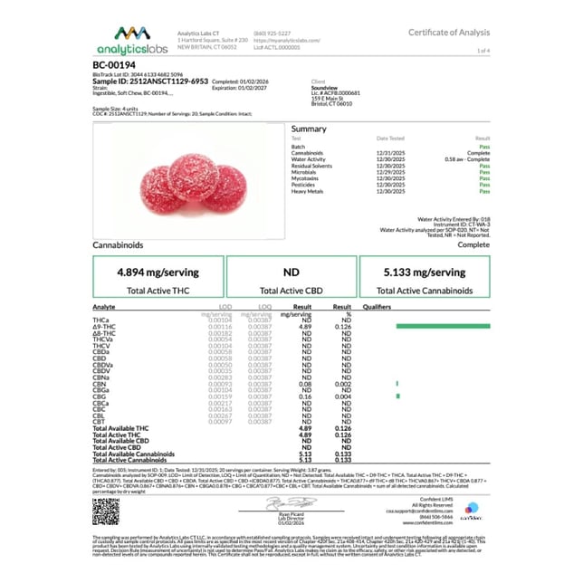 SoundView - Black Cherry (H) Fast Acting Gummies (4.89mg 20pk) C0080000194 - Image 3