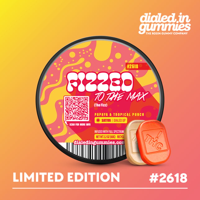 100mg - Fizzed To The Max #2618 - Rosin Gummies (10pk) - Image 1 100mg - Fizzed To The Max #2618 - Rosin Gummies (10pk) - Image 1