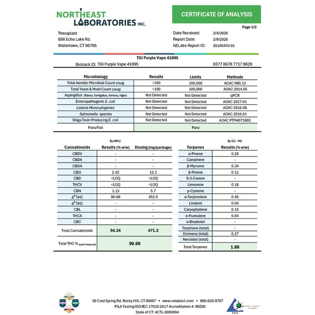Theraplant TGI Purple (I) Vape Cartridge C0040001095 - Image 3 Theraplant TGI Purple (I) Vape Cartridge C0040001095 - Image 3