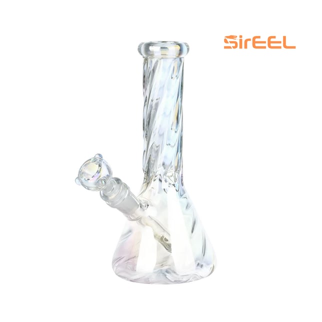 8" Twisted Neck Beaker Bong with Flower Bowl - Image 1 8" Twisted Neck Beaker Bong with Flower Bowl - Image 1
