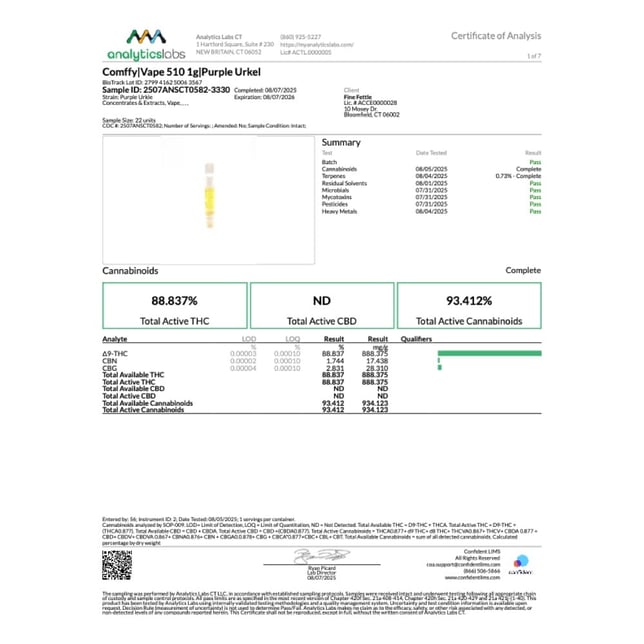 Comffy  Purple Urkle (I) Vape Cartridge  C0140000060 - Image 3