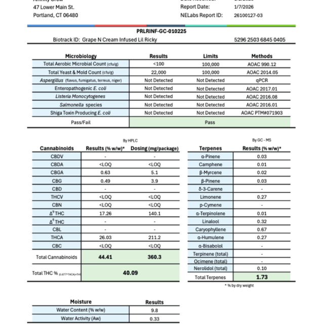 Affinity Grow - Grape N Cream (I) Infused Lil' Ricky 0.3g Pre-Rolls 3pk (0.9g) C0090000817 - Image 3