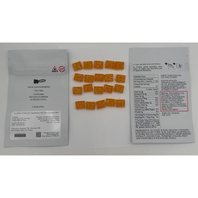 inc.edibles - Sour Tangahhhrine (H) Gummies (4.9mg THC 5.4mg CBD 20pk) C0010001864 - Image 2