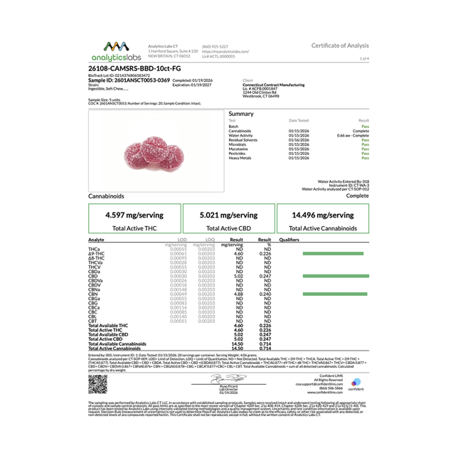 Camino - Sour Blackberry Dream (I) Gummies (9.2mg THC 10.04 CBD 9.76 CBN 10pk) C0060000395 - Image 2