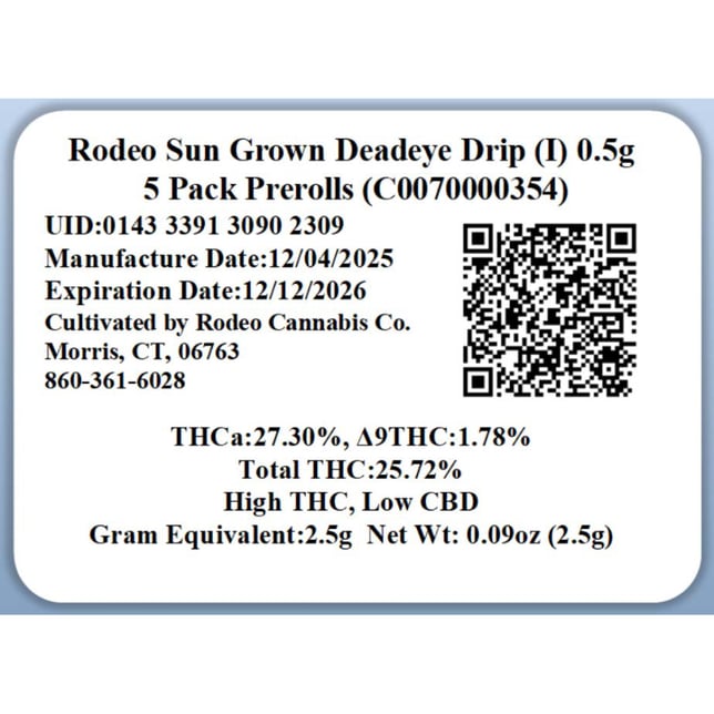 Rodeo Cannabis - Deadeye Drip (I) 0.5g Pre-Rolls 5pk (2.5g) C0070000354 - Image 2