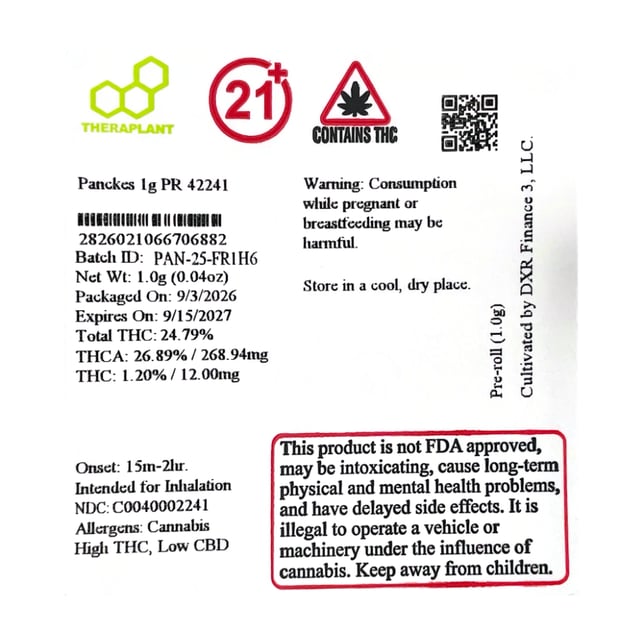 Theraplant - Panckes (S) 1g Pre-Roll 1pk (1g) C0040002241 - Image 2