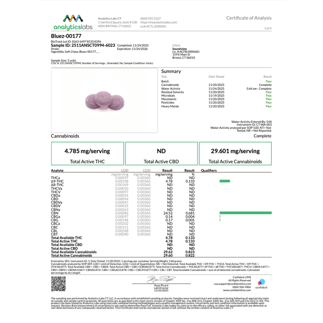 SoundView - BlueZZZberry (I) Gummies (4.78mg THC 24.52mg CBN 20pk) C0080000177 - Image 3