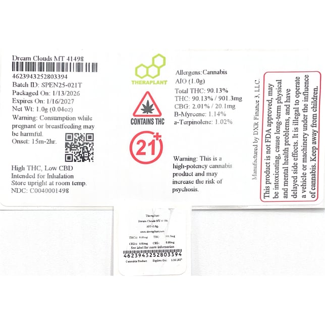Theraplant - Dream Clouds (S) Mini Tank Disposable (1g) C0040001498 - Image 2