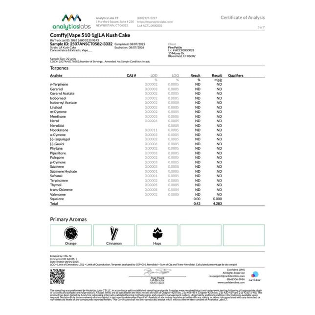 Comffy LA Kush Cake (H) Vape Cartridge C0140000062 - Image 5 Comffy LA Kush Cake (H) Vape Cartridge C0140000062 - Image 5