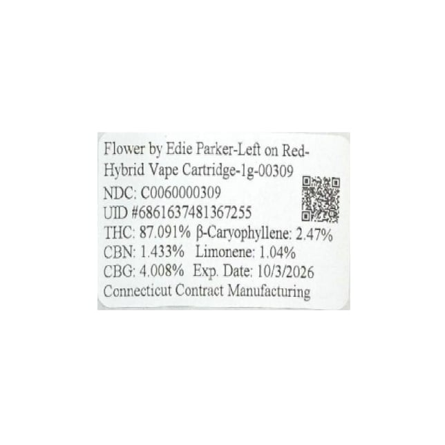 Edie Parker  Left on Red (H) Vape Cartridge  C0060000309 - Image 2