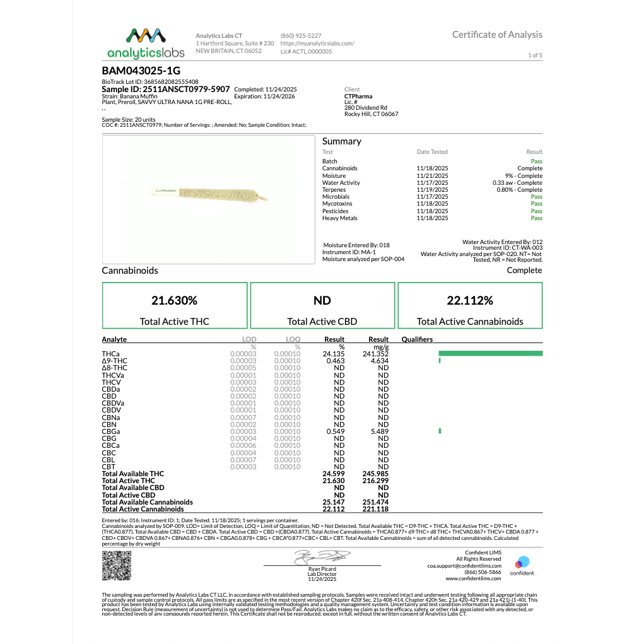 Savvy - Ultra Nana (H) 1g Pre-Roll 1pk (1g) C0020026581 *NP - Image 3