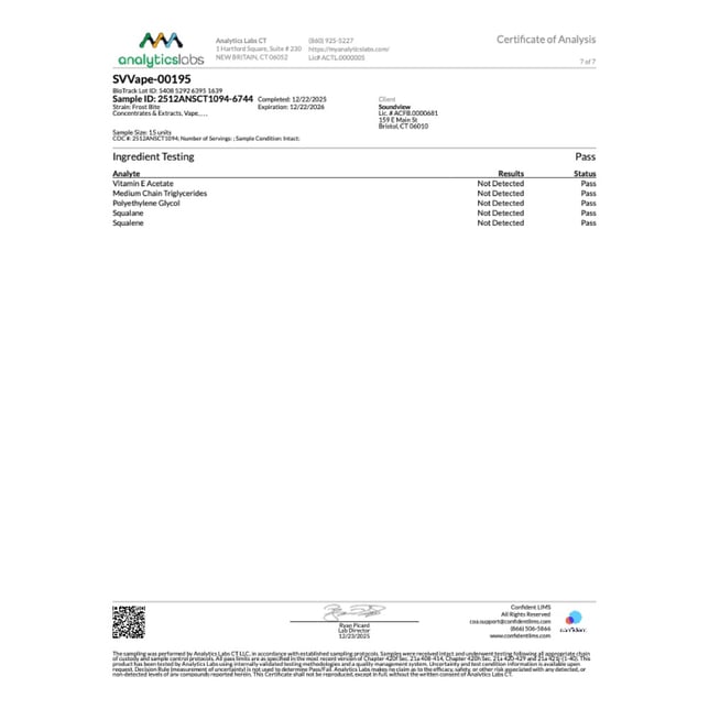 SoundView - Frost Bite (I) Live Resin Disposable Vape (1g) C0080000195 - Image 9