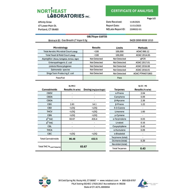 Affinity Grow  Gas Breath (S) LT Vape Cartridge  C0090000729 - Image 3