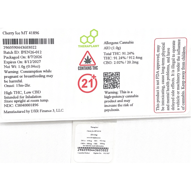 Theraplant - Cherry Ice (I) Mini Tank Disposable (1g) C0040001896 - Image 2