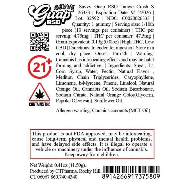 Savvy - Tangie Crush (S) Guap RSO Gummies (4.75mg 10pk) C0020026333 - Image 3 Savvy - Tangie Crush (S) Guap RSO Gummies (4.75mg 10pk) C0020026333 - Image 3