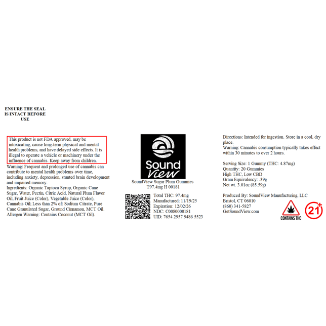 SoundView - Sugar Plum (H) Gummies (4.87mg 20pk) C0080000181 *NP - Image 2