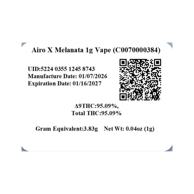 Airo - Melanata (I) AiroX Disposable Vape (1g) C0070000384 - Image 2