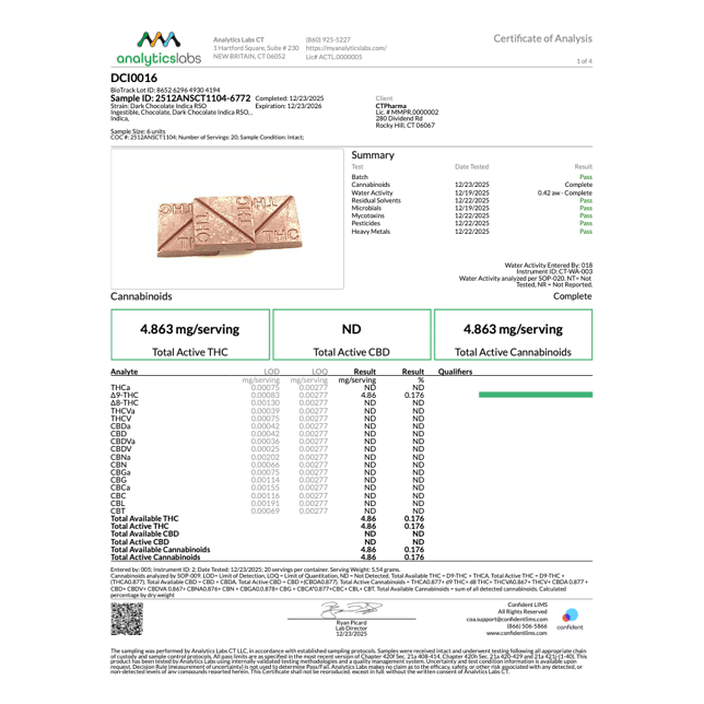 Encore - Dark (I) RSO Chocolate (9.72mg 10pk) C0020026702 - Image 3