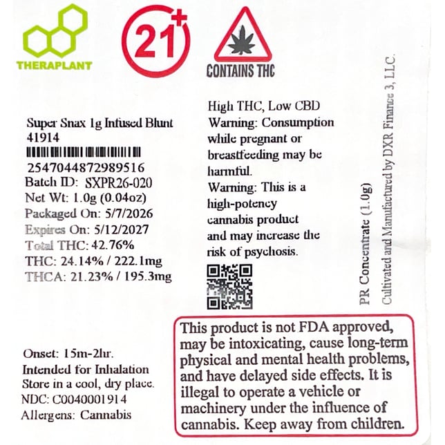 Theraplant - Super Snax (S) Infused Blunt 1pk (1g) C0040001914 - Image 2 Theraplant - Super Snax (S) Infused Blunt 1pk (1g) C0040001914 - Image 2