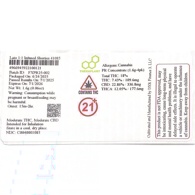 Theraplant - Lato 1:1 (H) Infused Shorties 4pk (1.6g) C0040001085 - Image 2