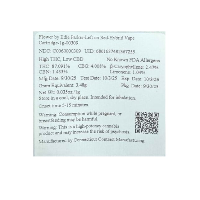 Edie Parker  Left on Red (H) Vape Cartridge  C0060000309 - Image 3