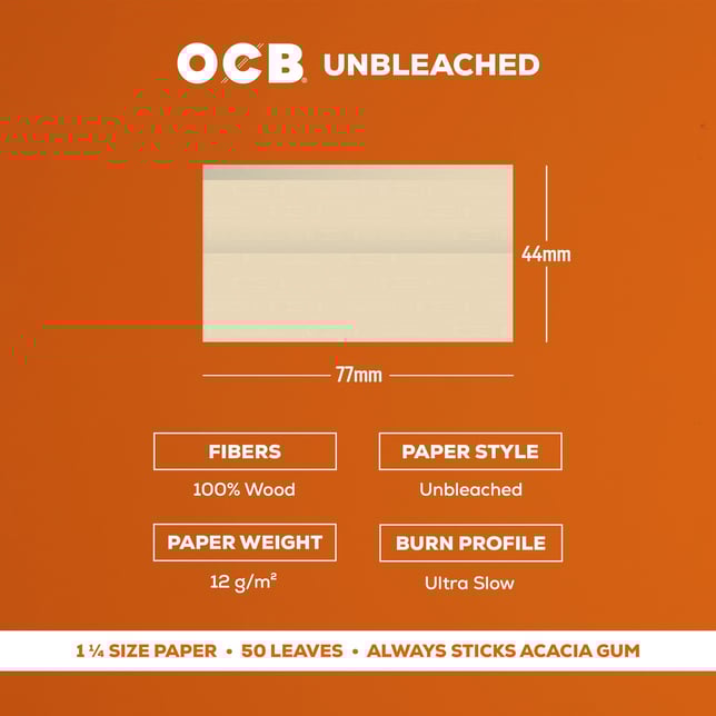 OCB® Unbleached Rolling Papers - 1 1/4 [50 leaves] - Image 3