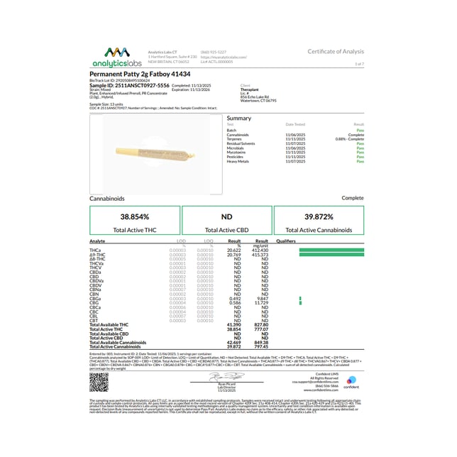 Theraplant - Permanent Patty (H) Fatboy Infused Pre-Roll 1pk (2g) C0040001434 - Image 3