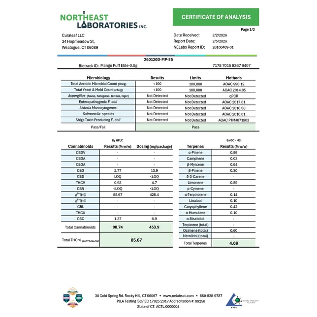 Select  Mango Puff (I) Elite Vape Cartridge  C0030001472 - Image 3
