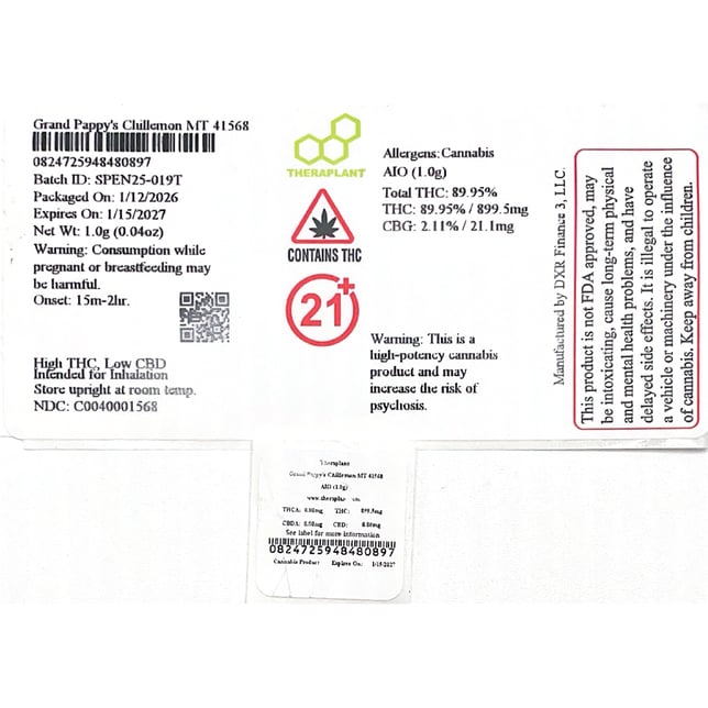 Theraplant - Grand Pappy's Chillemon (S) Mini Tank Disposable (1g) C0040001568 - Image 2