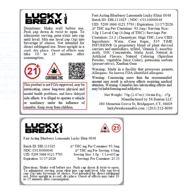 Lucky Break - Blueberry Lemonade (H) Fast Acting Lucky Elixir (70g) C0130000048 - Image 2