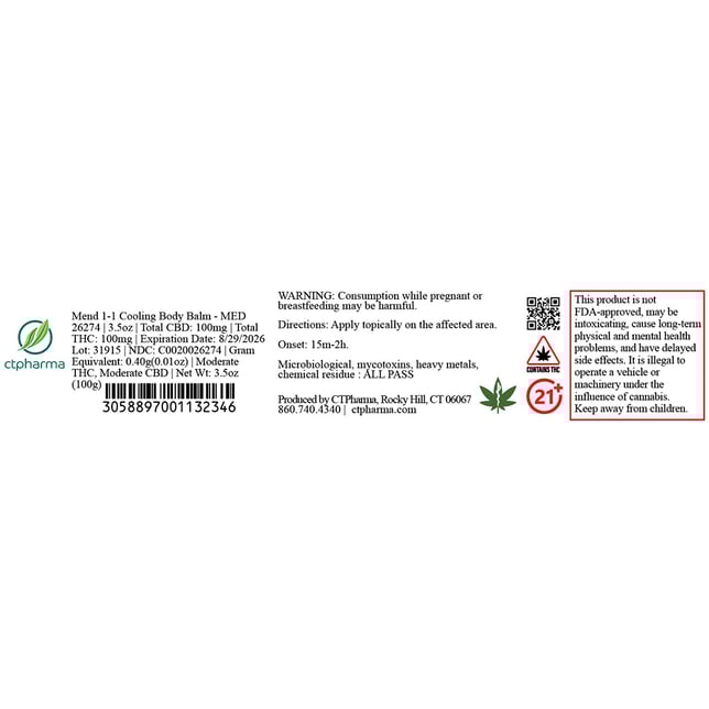 CTPharma - Mend 1:1 Cooling Balm (3.5oz) C0020026274 - Image 2 CTPharma - Mend 1:1 Cooling Balm (3.5oz) C0020026274 - Image 2