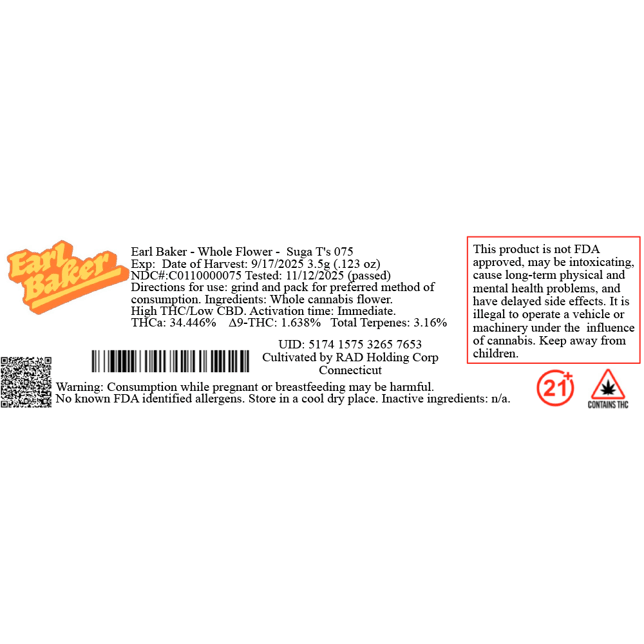 Earl Baker - Suga T's (H) Flower  C0110000075 - Image 3