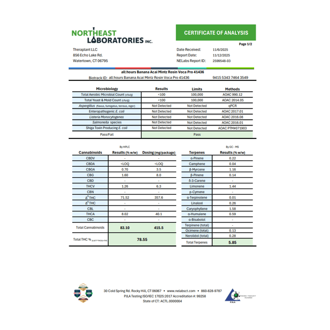 all:hours - Banana Acai Mintz (S) Live Rosin Voca Pro Disposable Vape (0.5g) C0040001436 - Image 3