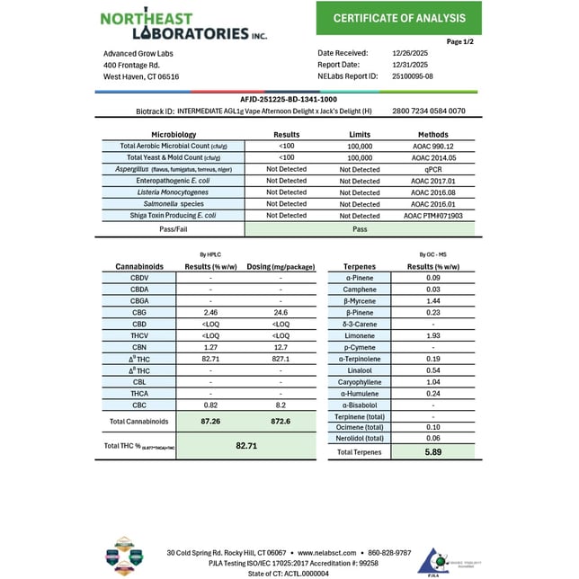 AGL  Afternoon Delight x Jack's Delight (H) Vape Cartridge  C0010001210 *NP - Image 4
