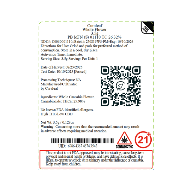 Curaleaf - PB MFN (S) Flower  C0030001110 *NP - Image 4