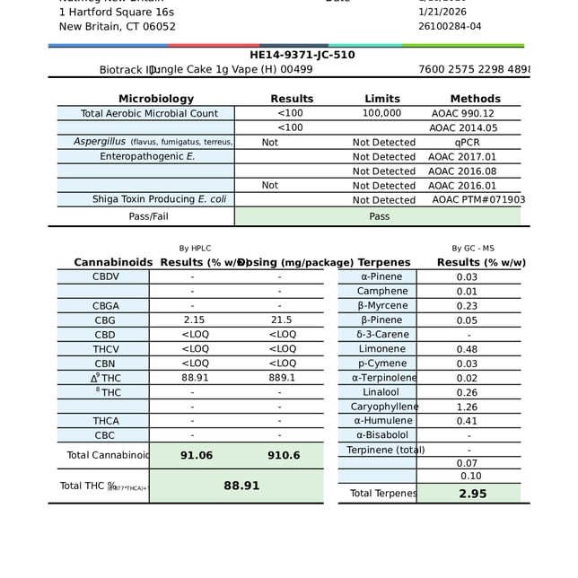 BRIX Cannabis  Jungle Cake (H) Vape Cartridge  C0101000499 - Image 3