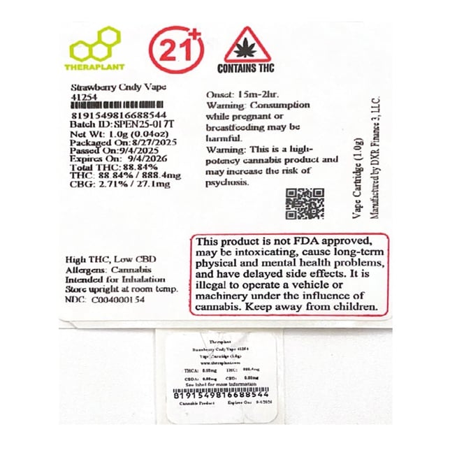 Theraplant  Strawberry Cndy (S) Vape Cartridge  C0040001254 - Image 2