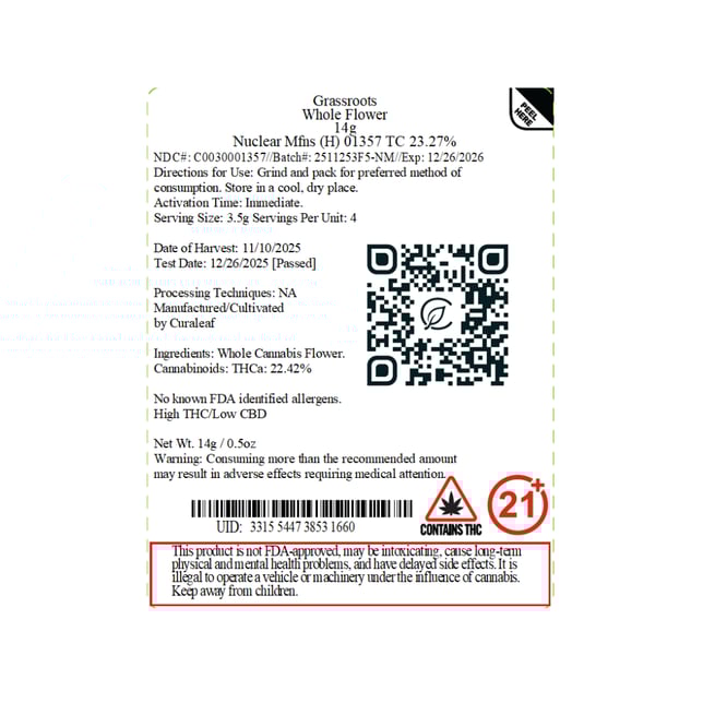 Grassroots - Nuclear Mfns (H) Flower  C0030001357 - Image 5