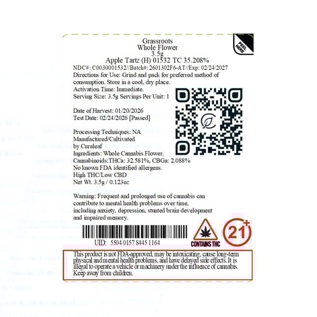 Grassroots - Apple Tartz (H) Flower C0030001532 - Image 2 Grassroots - Apple Tartz (H) Flower C0030001532 - Image 2