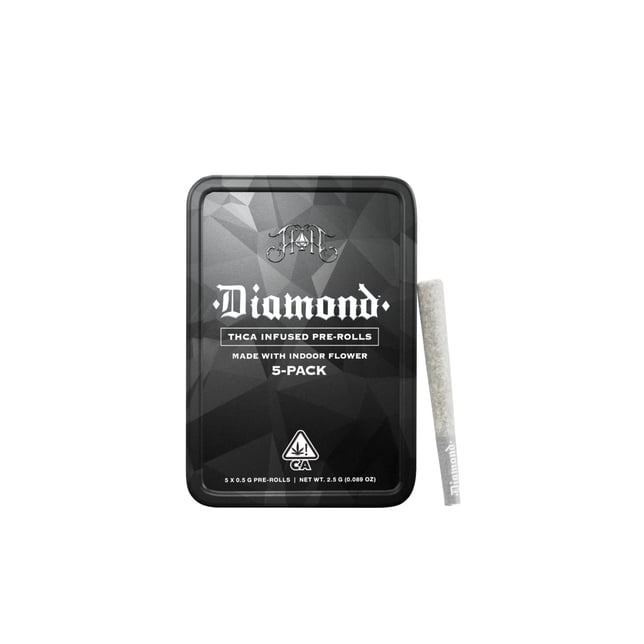 White Fire OG 43 x ZBX Diamond THCA-Infused Pre-Rolls - 2.5G 5-Pack - Image 1