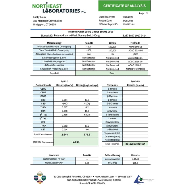 Lucky Break - Potency Punch (H) Lucky Chews (105mg 6pk) C0130000015 - Image 3