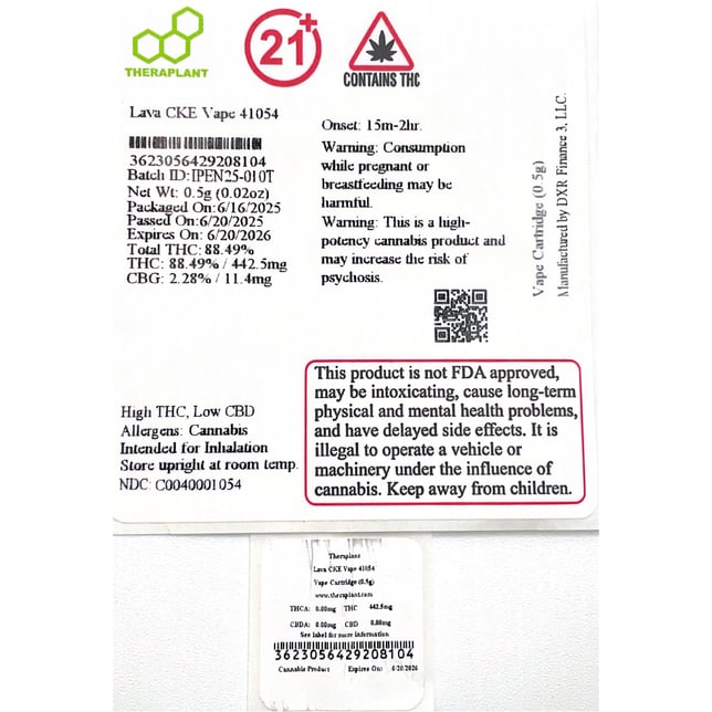 Theraplant  Lava CKE (I) Vape Cartridge  C0040001054 - Image 2