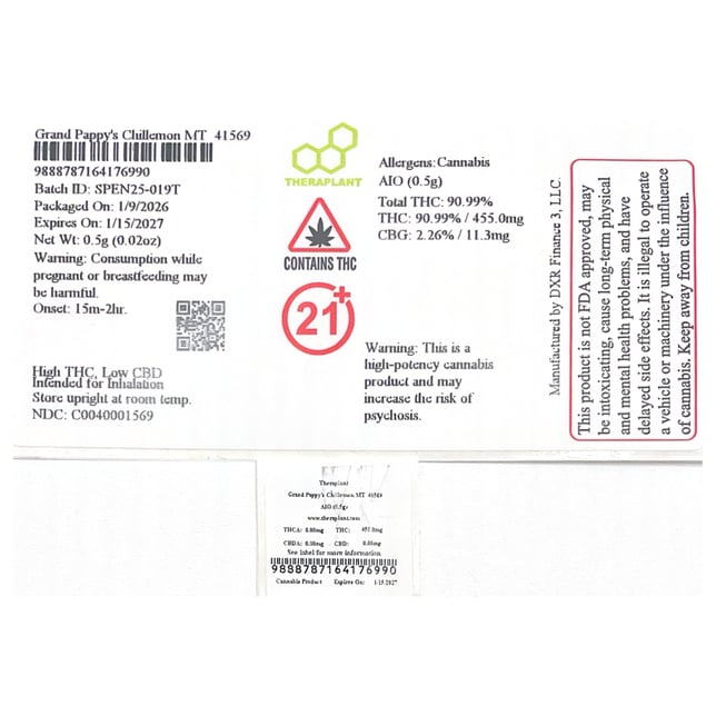 Theraplant - Grand Pappy's Chillemon (S) Mini Tank Disposable (0.5g) C0040001569 - Image 2